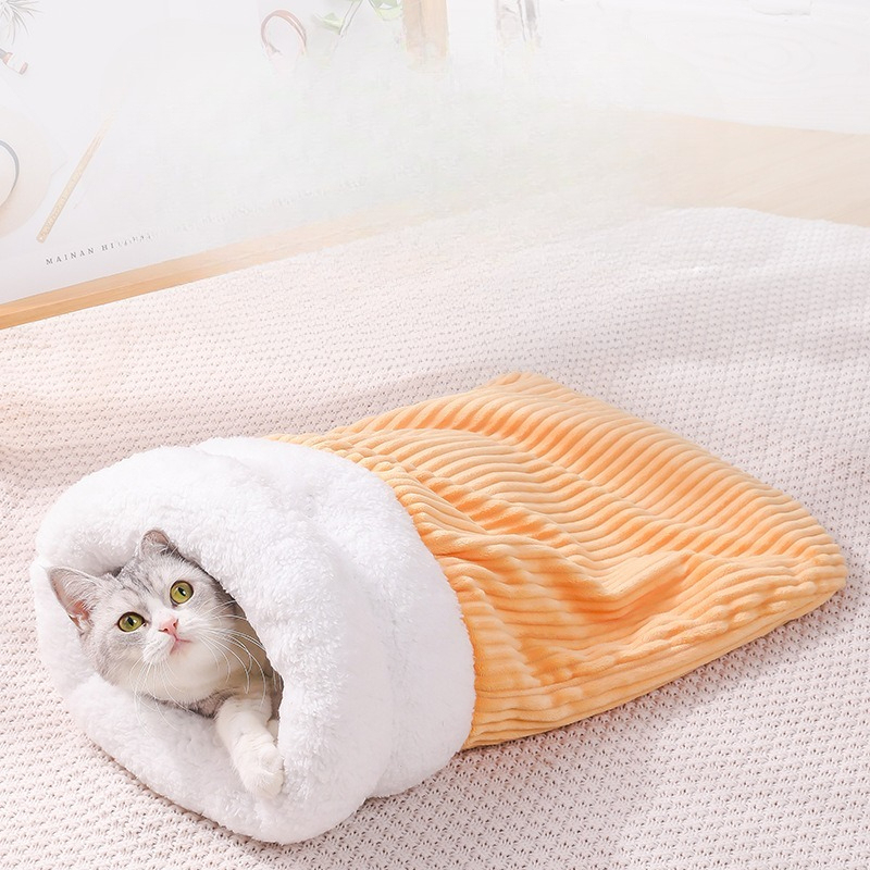 Cat Sleeping Bag Soft Cuddly Feel Thickened Pet Pocket Type Quilt Bed  Soft Comfortable Nest Pet Supplies