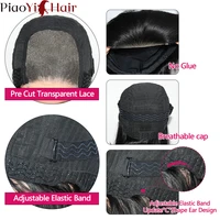 Bob Perruque Lace Wig sans colle ondulée, transparente 4x4 dentelle cheveux naturels bouclés, pre-coupés, 200% pré-épilés, glueless wigs human hair pour femmes 5