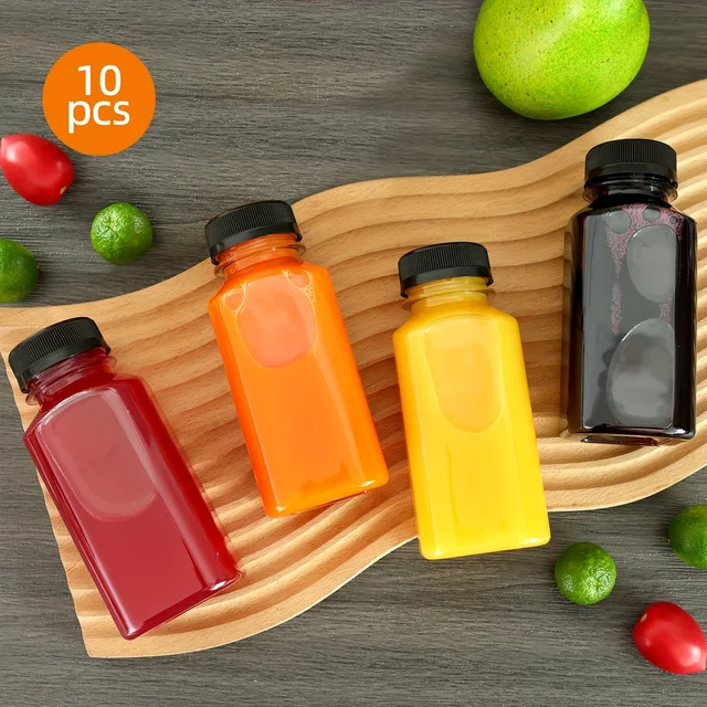 10pcsPlastic Juice Bottles Long-Lasting, Spill-Proof, Milk, and More - Easy Cleaning and Refilling Clear Water Bottle Portable ﻿ 2