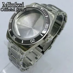 Elegant Miuksi 39mm Silver Watch Case with Multi-Color Bezel and Domed Sapphire Glass for Fit NH34 NH35 NH36 (Style 6 Gray)