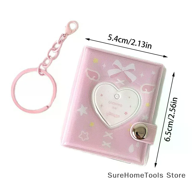 Pockets Portable Keychain Jewelry Photos Holder 1/2 Inch Mini Photo Albums For Photos Cards Small Album Book Photocard Holder