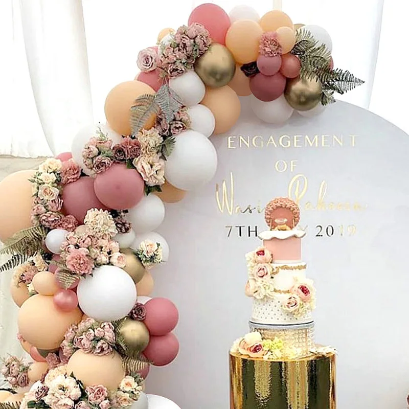 

New Style 105PCS Retro Pink Balloon Garland Arch Kit Set Bride Baby Shower Party Wedding Birthday Latex Balloon Chain Decoration