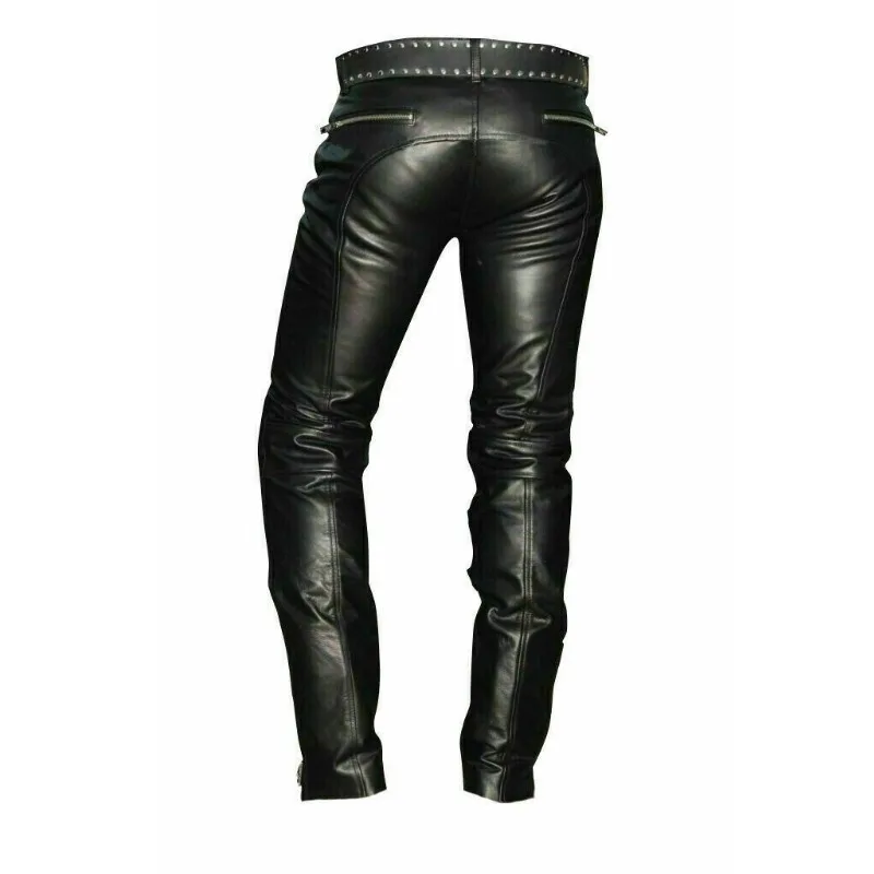 Mens Leather Pant 100% Real Lambskin Leather Biker Leather Jeans Pants