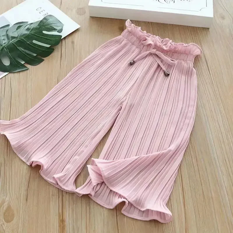 Girls' Ice Silk Wide-Leg Lace Pants 4