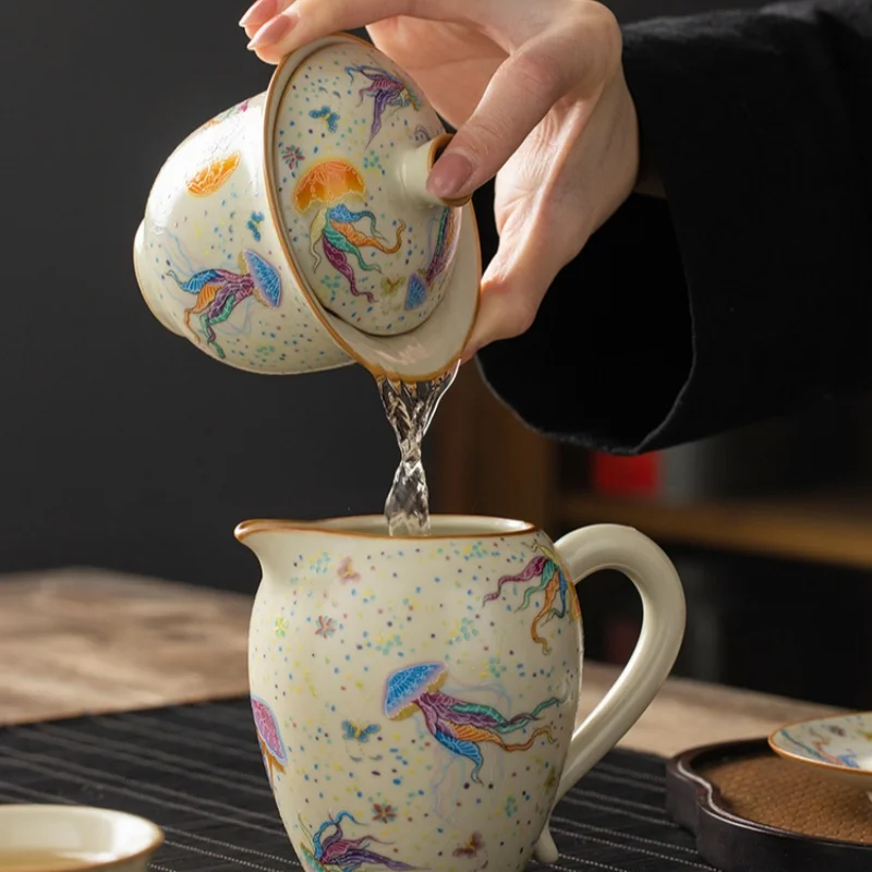 160ml Traditional Ru Kiln Jellyfish qing feng Gai Tea Bowl With Lid For Brewing Tea High-end Opening Can Raise Kung Fu Set