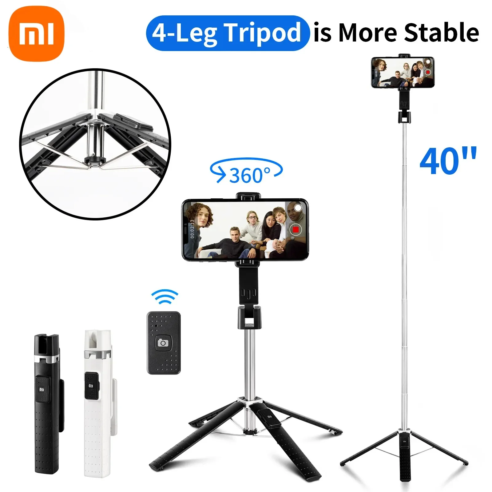 Xiaomi Selfie Stick Treppiede Per Telefono Rotante A 360 ° Telecomando Bluetooth Portatile Multifunzionale Per Lo Streaming Live
