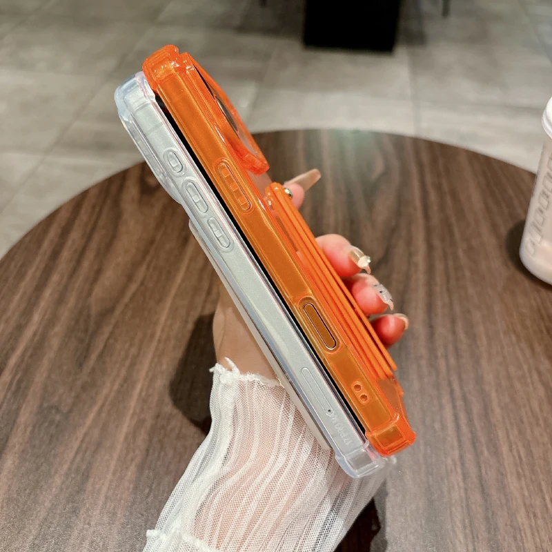 Four Corner Anti-Drop Ring Wristband Holder Soft TPU Translucent Phone Case