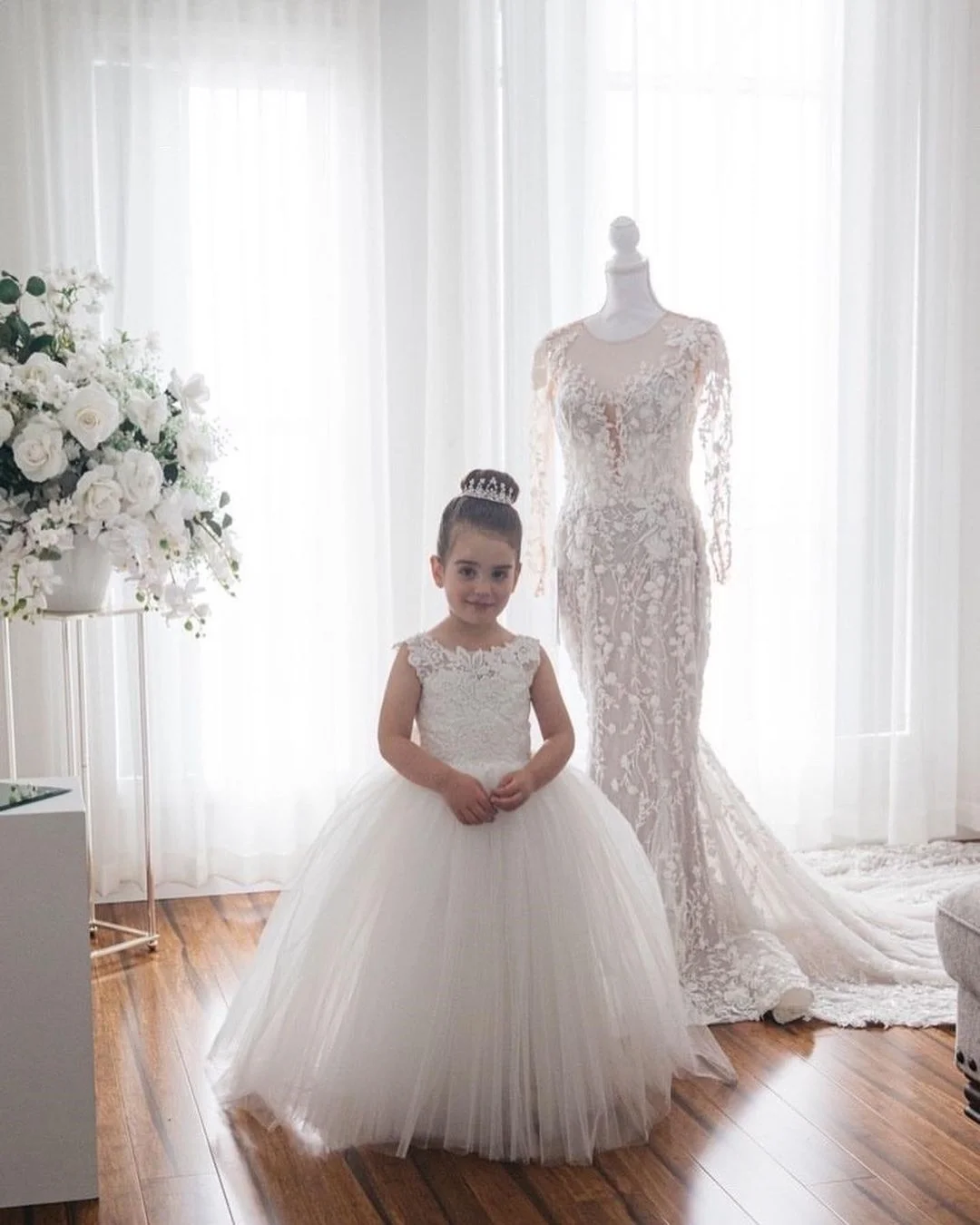 Lace Tulle Flower Girl Dresses BABYONLINE 3-9 Years Princess for Kid Child Wedding Party Long Train Junior Bridesmaid Gown flower girl dresses,girls dresses