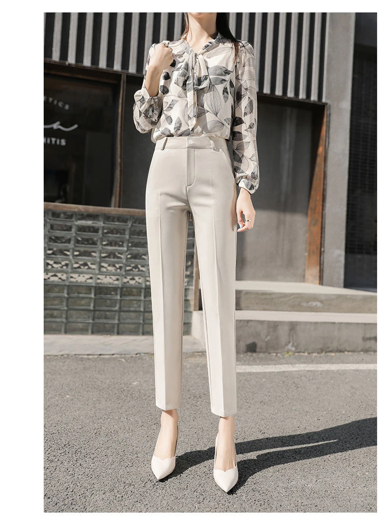 Design Office Ladies Lace Up Suits Pants Elegant Formal High Waist  Pantalones Chic Solid Luxurious Ol Women Wide Leg Trouser New