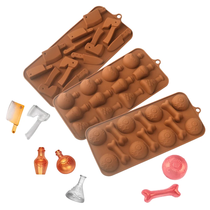 Halloween Silicone Cake Mold, Pumpkin Skull Bat Tombstone Ghost Spider Witch Shape Choc... - SKU HSCM1908 - UGI Packaging