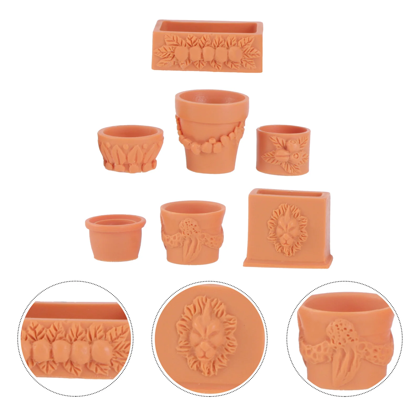 

7 Pcs Terrariums Mini Simulation Flower Pot Planter Miniature Model Furniture Ornament Decor Ornaments Child