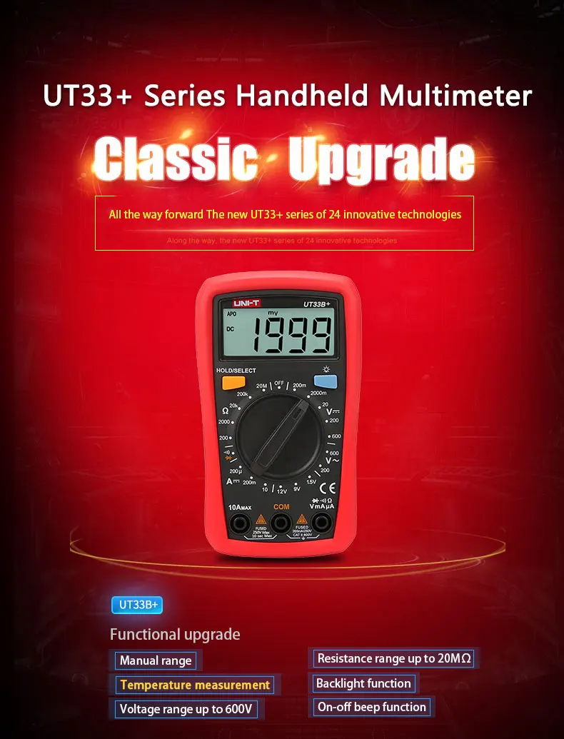 Description Picture 2 of itemUNI-T Digital Multimeter UT33D+ UT33C+ UT33B+ UT33A+ Palm Size Multimeters DC AC voltmeter Resistance Tester