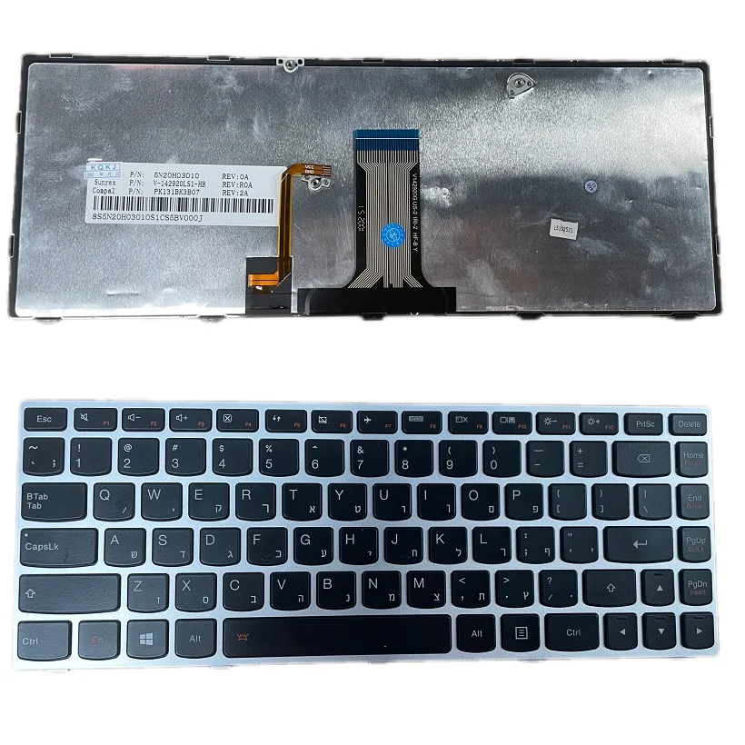 

Новая клавиатура иврит для Lenovo G40-30 G40-45 G40-70 G40-80 серебряная с подсветкой