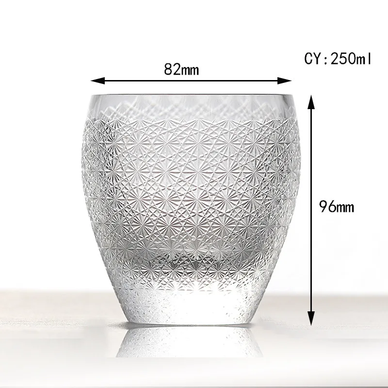 Description Picture 4 of itemGypsophila Crystal Glass Cup With Wooden Box Luxurious Japanese Edo Kiriko Glassware Wine Tumbler Chrysanthemum Brandy Rock Mug