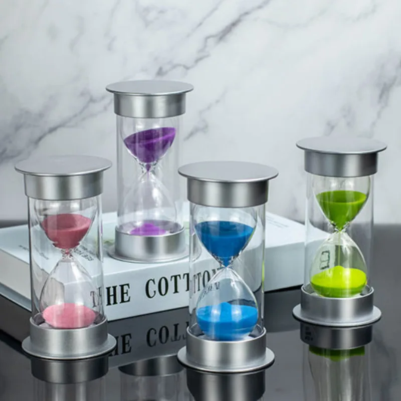 5~60 Minutes Hourglass Silver Lid Safety Timer Sand Clock Kids Drop Proof Time Management Desktop Gift Trinkets Brithday Gift