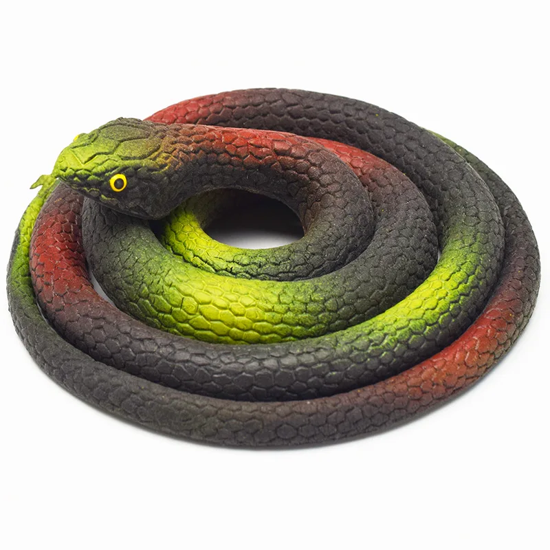 Soft Rubber Toy Snake Black Simulation Snake Realistic Halloween Garden Prank 80cm Prop Fake Scary Intimidating Prank Toy rubber snake toy