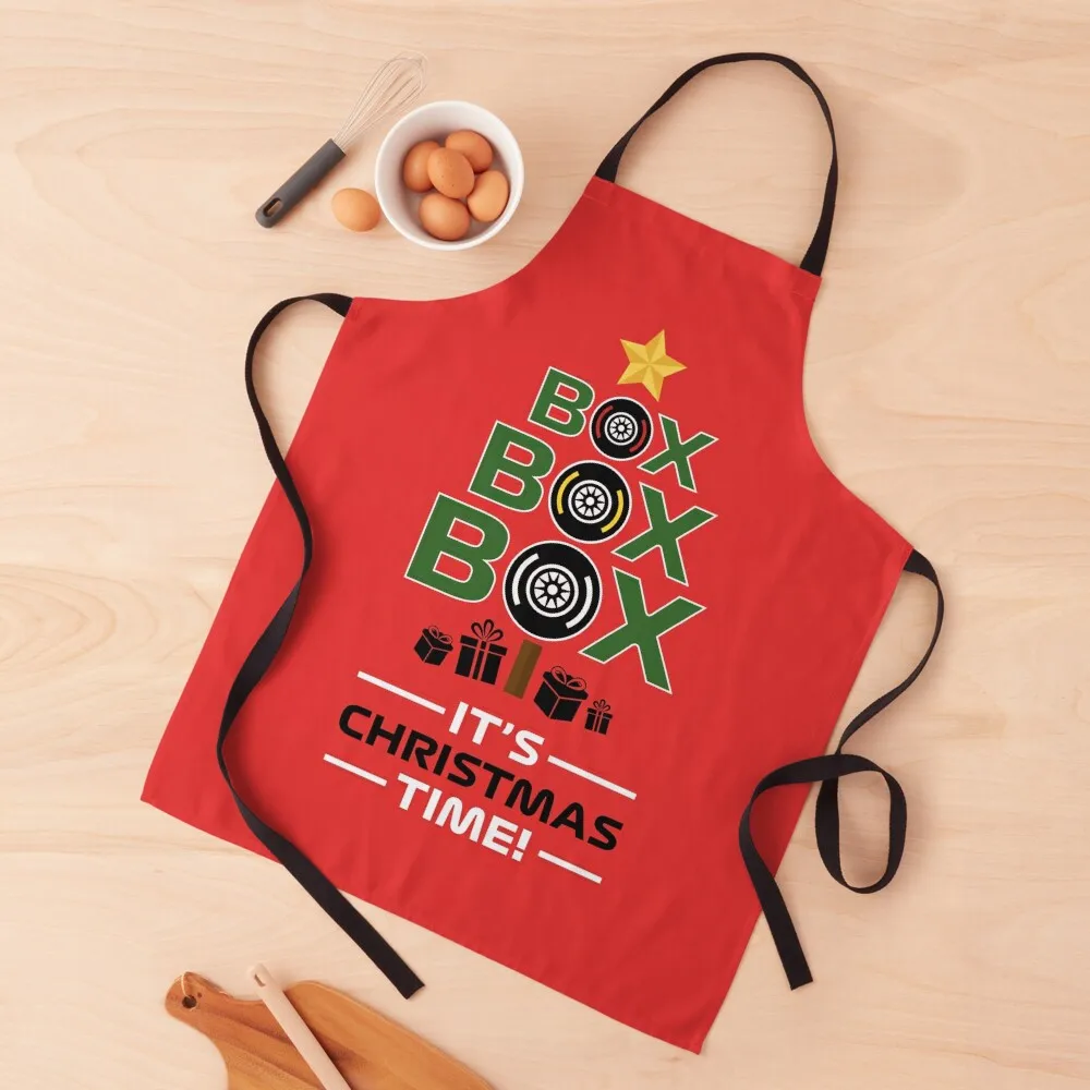 Box Box Box It's Christmas Time! (Red BG) Apron Chef Apron Things For The Kitchen Apron Women'S