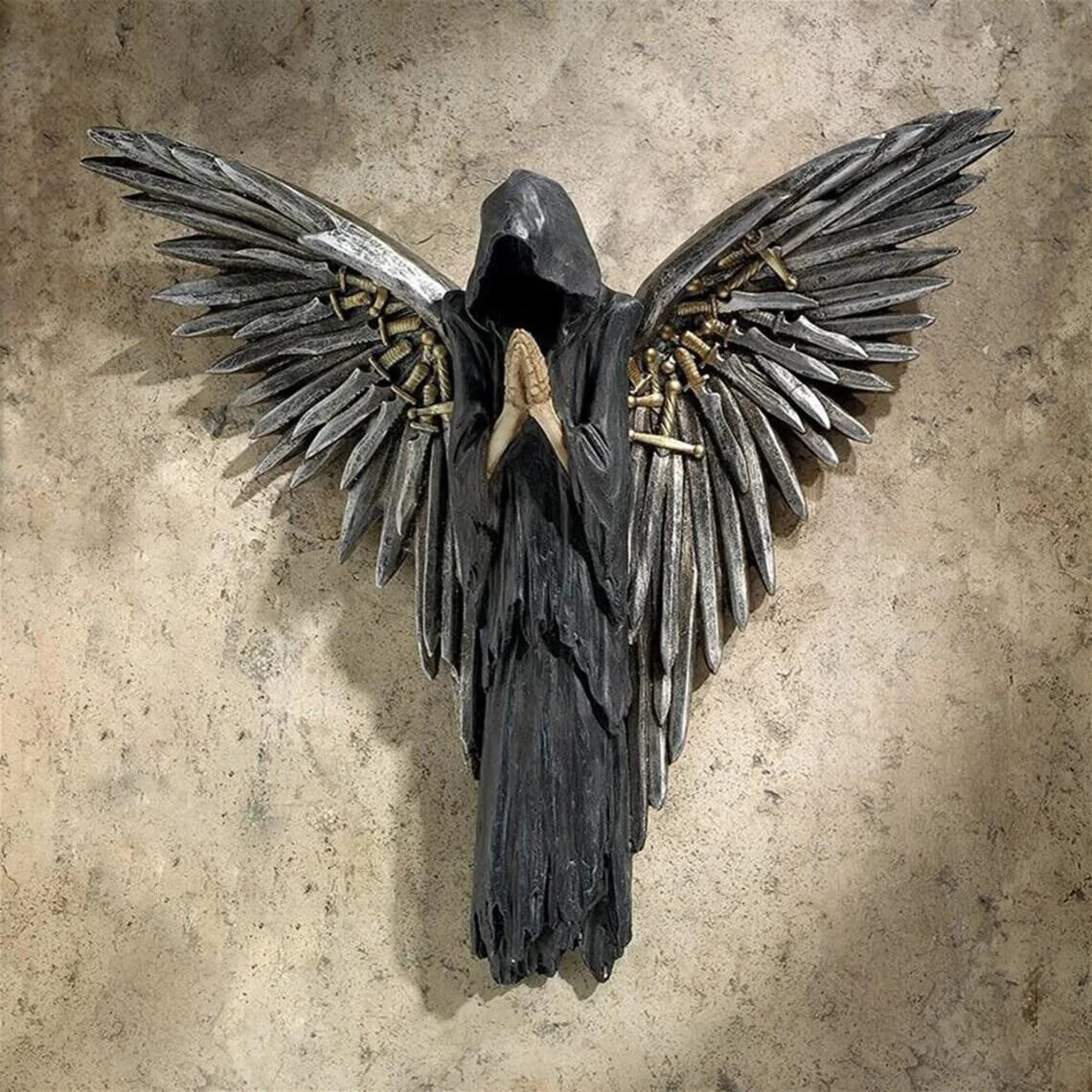 

New Soul of The Warrior Grim Reaper Wall Sculpture Full Color Resin Craft Living Room Office Home Decor Home Wall DIY Decoration