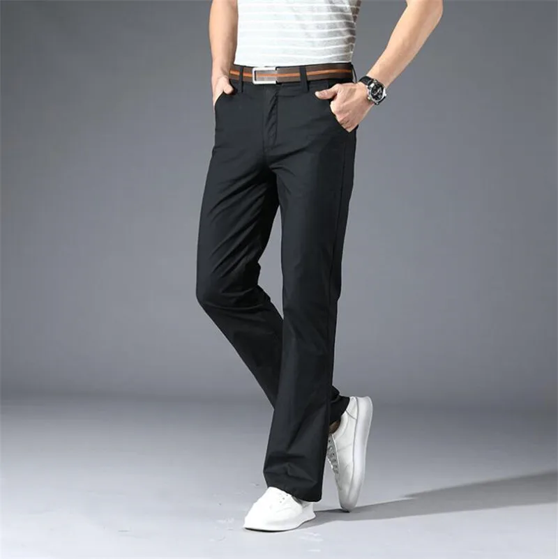 Men's Casual Pants Men's Thin Micro-Flared Casual Pants Korean Elastic Slim-Fit Flared