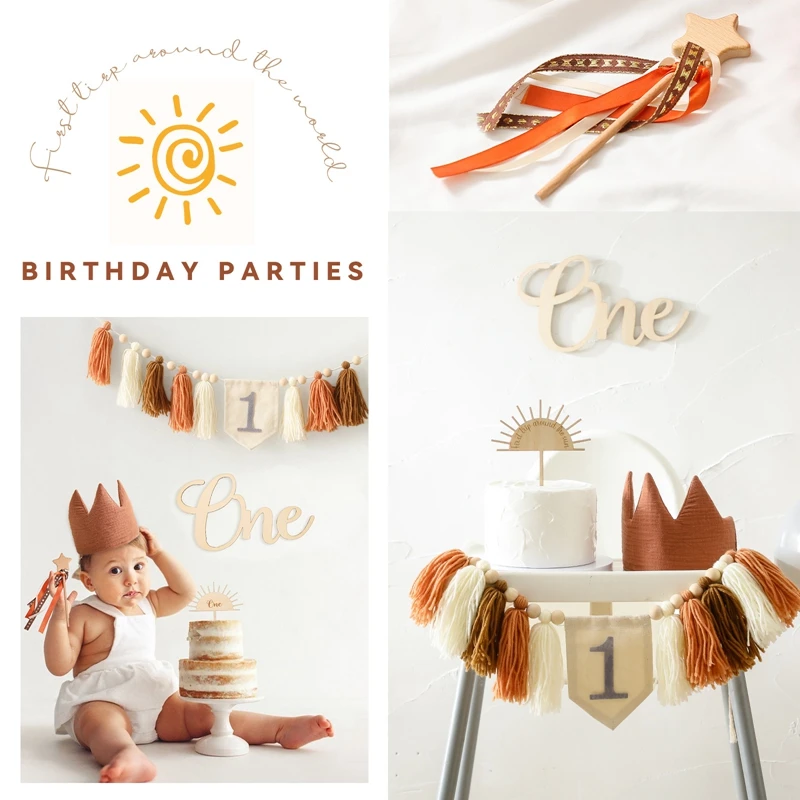 Birthday Party Decoration Supplies Let's Make Happy Birthday Banner Handmade Tassel Pendant First Boys Girl Baby Shower