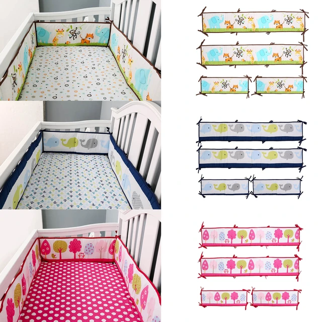 4Pcs Baby Bed Bumper Cotton Soft Crib Protector Infant Cushion Baby Crib  Protector Babies Anti-Collision Bumper Room Decor - AliExpress