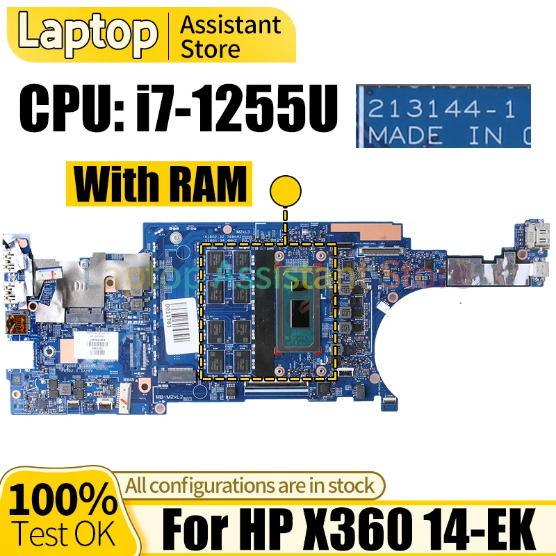 

For HP X360 14-EK Laptop Mainboard 213144-1 L85364-005 i7-1255U Notebook Motherboard