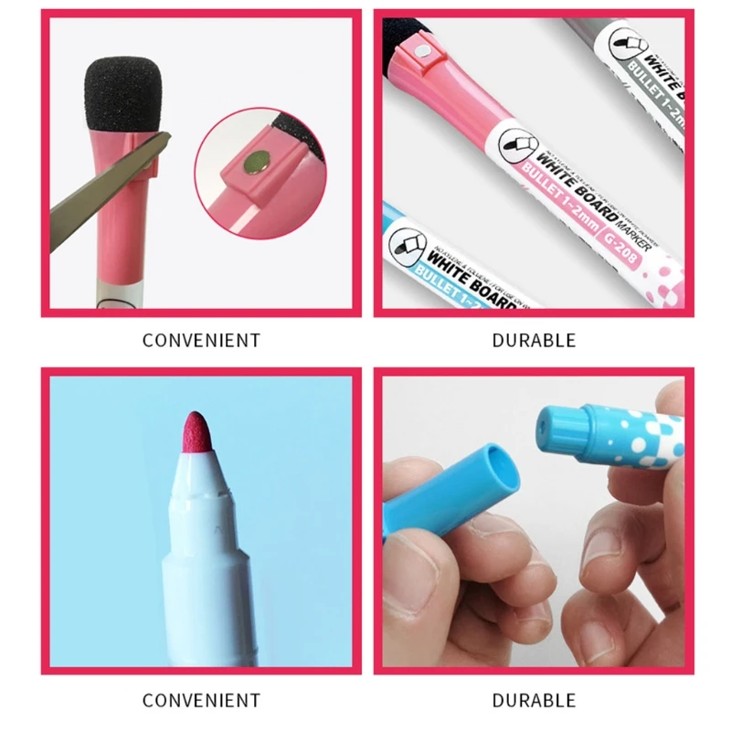 마그네틱 화이트보드 마커, 지우개 포함, 액체 초크 마커, 수성 잉크, 빠른 건조 사무용품, 8 개