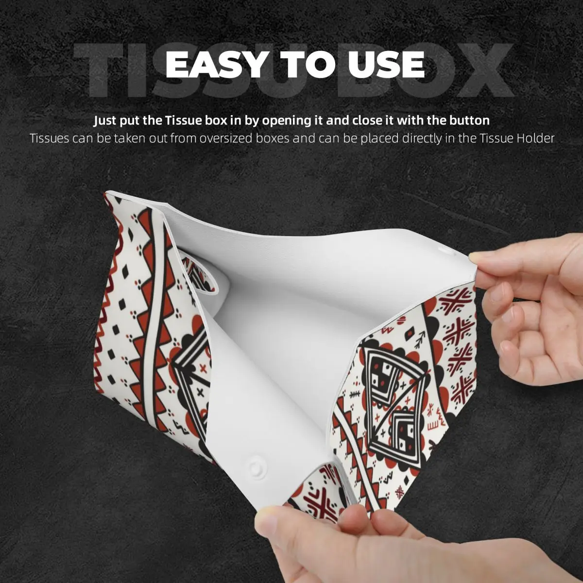 Custom Kabyle Amazigh Pattern Tissue Box Cover Rectangular PU Leather Berber Art Symbol Facial Tissues Holder for Office 4