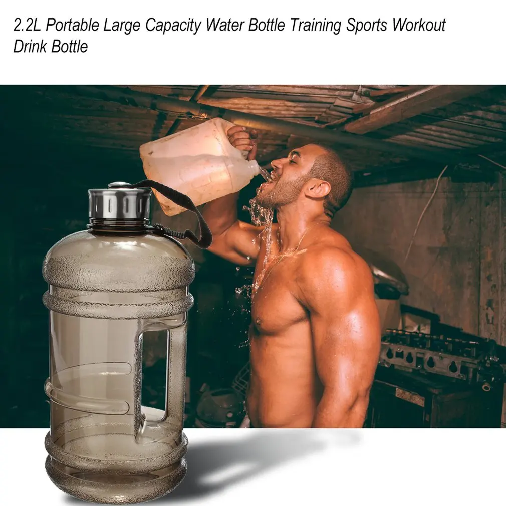 2.2L Portable Size PETG Large Capacity Water Bottle With Handle Outdoor Gym Training Sports Workout Drink Bottle Shaker