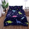 Dinosaur Space Night Duvet Cover Set King Queen Double Full Twin Single Size Navy Bed Linen Set 3