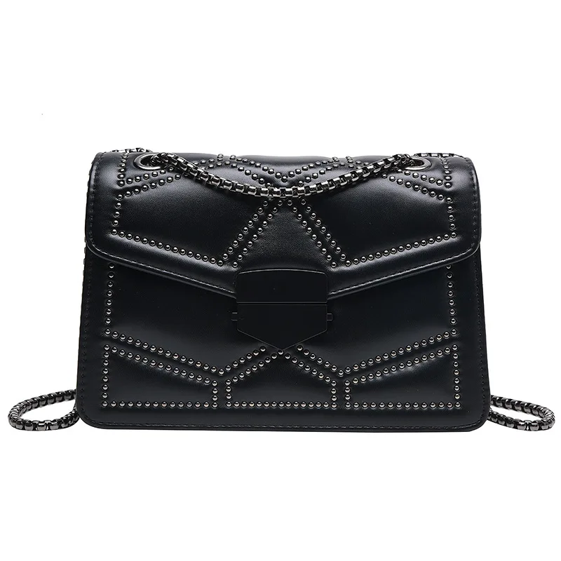 

new Vintage Shoulder Bag Rivet Chain Bags For Women Flap bag PU Leather Fashion bag Small Crossbody bag Designer Handbag