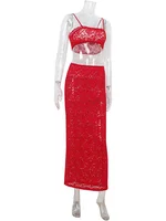 Ahagagag Sexy Lace Women's Sets Suits Fashion Straps Sheath Beach Style Sleeveless Backless Sheer Elegant Female Tracksuits - Image 6