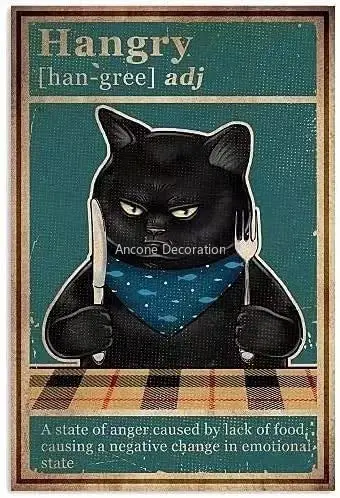 

Black Cat Western Food Poster Retro Tin Sign Sign for Street Garage Family Cafe Bar People Cave Farm Wall Bathroom Decoration