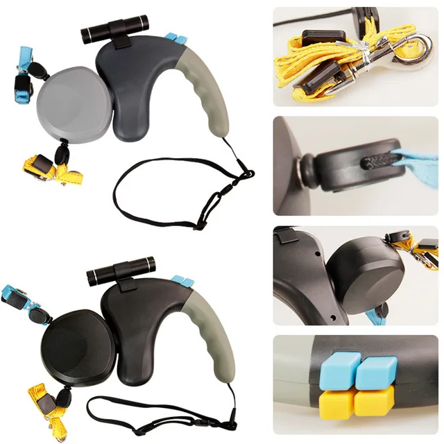 For 2 Dogs Walking Pet Traction Rope Belt Retractable Adjustable with Light Double Pet Supplies Dual Dog Leash Rotation Pet Rope 4