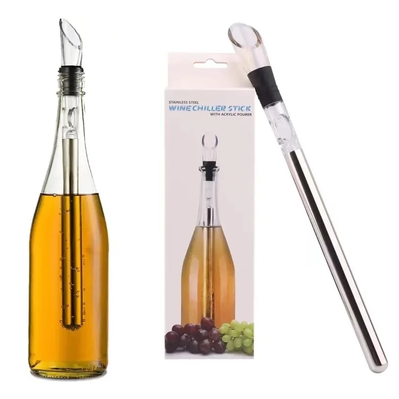 Stainless Steel Wine Pourer with Chill Rod Wine Cooler Cooling Rod drink cooler