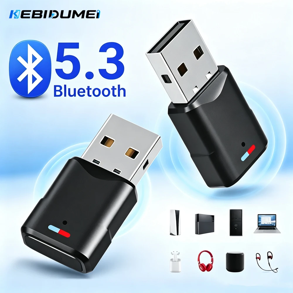 KEBIDUMEI Wireless Game Audio Headphone Adapter Receiver for PS5 PS4 Game Console PC Headset Bluetooth 5.3 Audio Transmitter