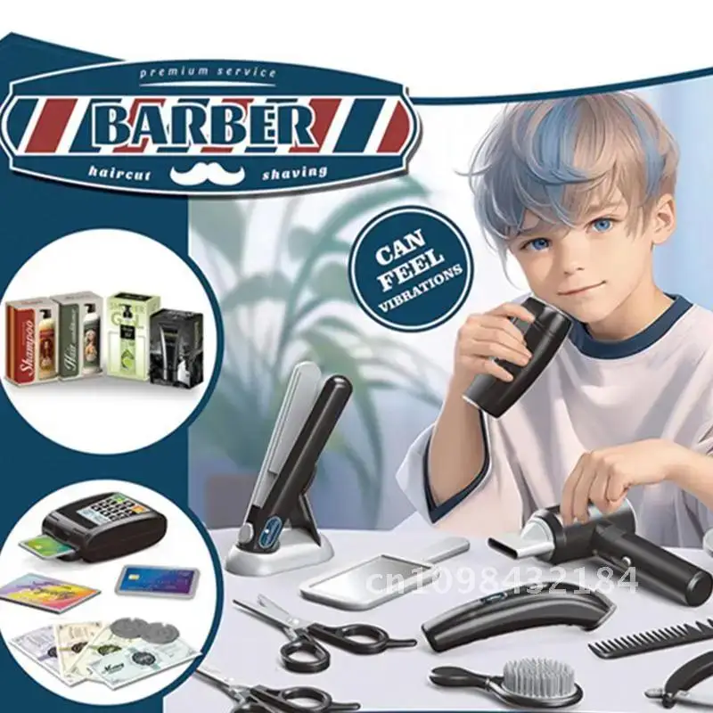 Stylist Accessories Hairdresser Role Playing Toy Set Gifts Hair Stylist Beauty Salon Toy Kids Barber Set Gift for Boys And Girl