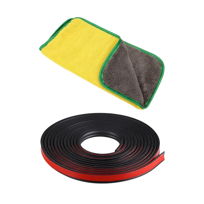 

Car Wash Microfiber Towel Thicken 30X30cm(Gray + Yellow) & 8M Car Door Seal Strip General Car Rubber Seal Strip