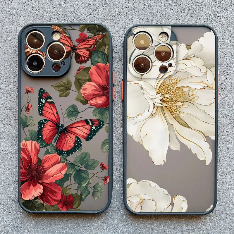 Vintage Elegante Rosa Pfingstrosen-Blumen Handyhülle für iPhone 17 16 15 11 13 14 Pro Max 12 Mini Pro Max 15 14 Plus X XR XS Rückseite – Detail 20