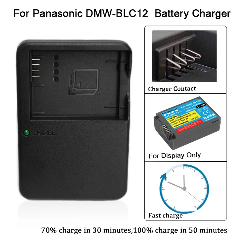 Battery Charger For Panasonic LUMIX G5 G6 Camera DMW-BLC12 DMW-BLC12E DMC-GH2GK Battery BLC12 GH2GK DC12