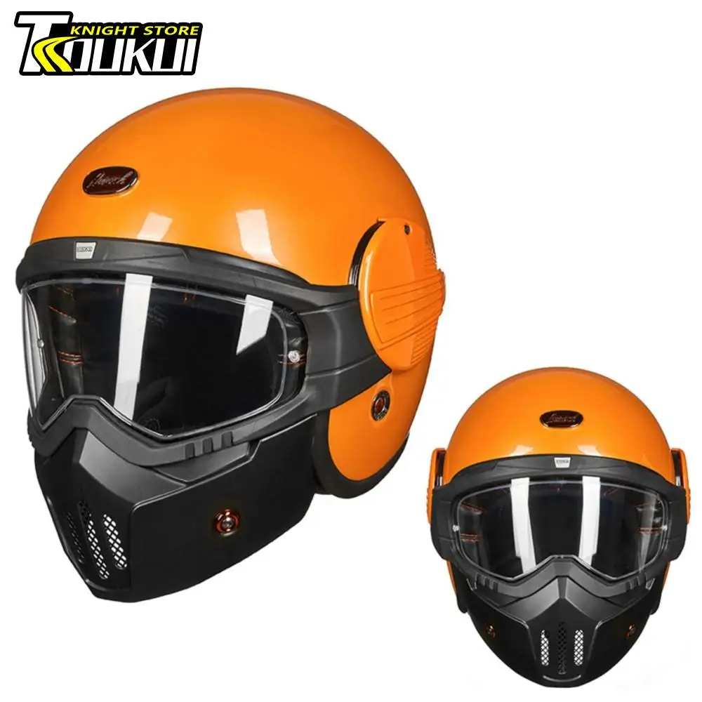 Casco Modulare Casco Moto Retrò Scooter Casco Ribaltabile Aperto Casco Integrale Vintage Capacete Casco Da Ciclismo Approvato Dot
