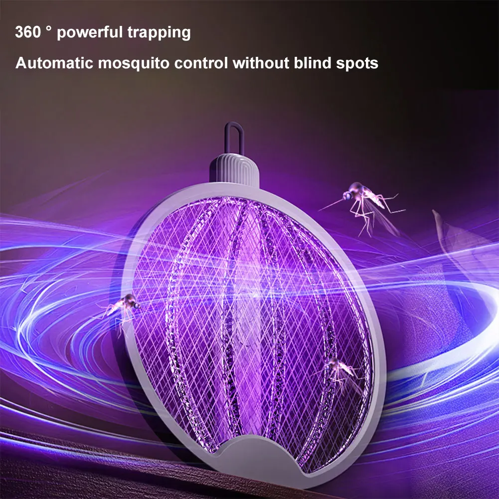 Foldable Bug Zapper Racket Rechargeable Electric Fly Swatter Safe Fly Killer and Mosquito Trap Lamp for Indoor and Outdoor