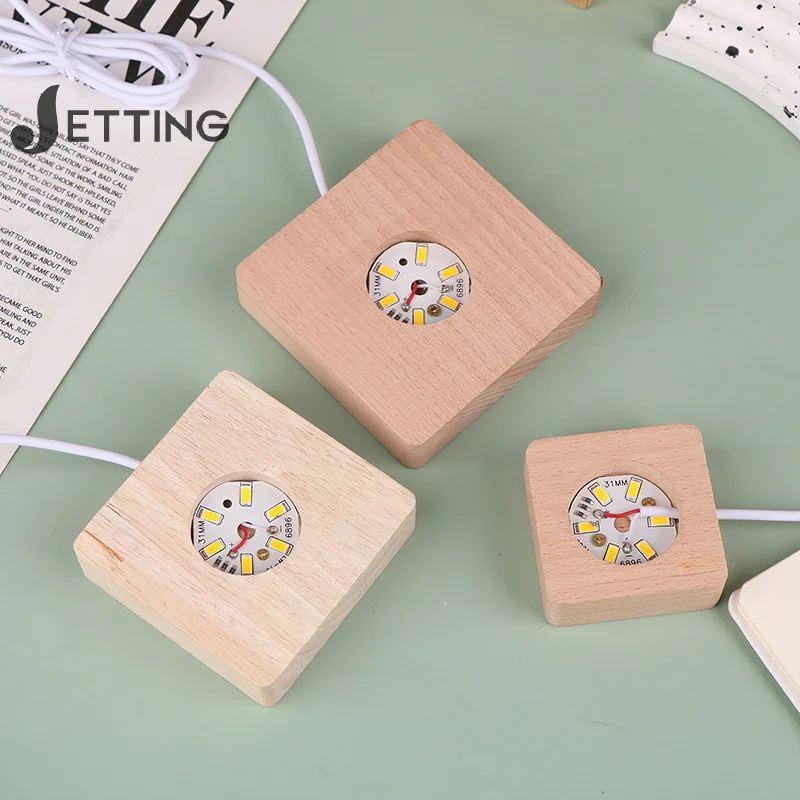 5/6/7/8/9/10CM Led Solid Wood Lamp Square Night Light Usb Lamps Holder Diy Lights Holder Desktop Ornaments Decorative Lamp led lights decorative lights lamp holder lamp bulb holder lamp base led lamp base