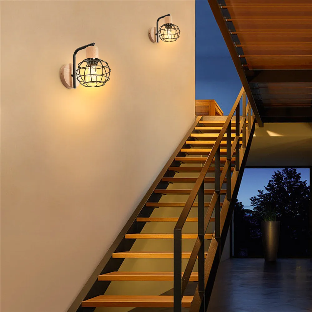 loft wall light iron wood countryside style