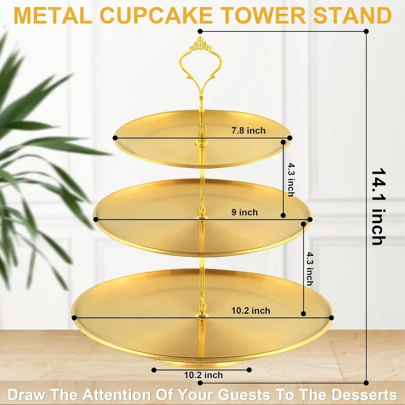 2/3 Layer Stainless Steel Cake Stand Fruit Tray Restaurant Detachable Dessert Rack Gold Silver Fruit Plate Snack Candy Tray
