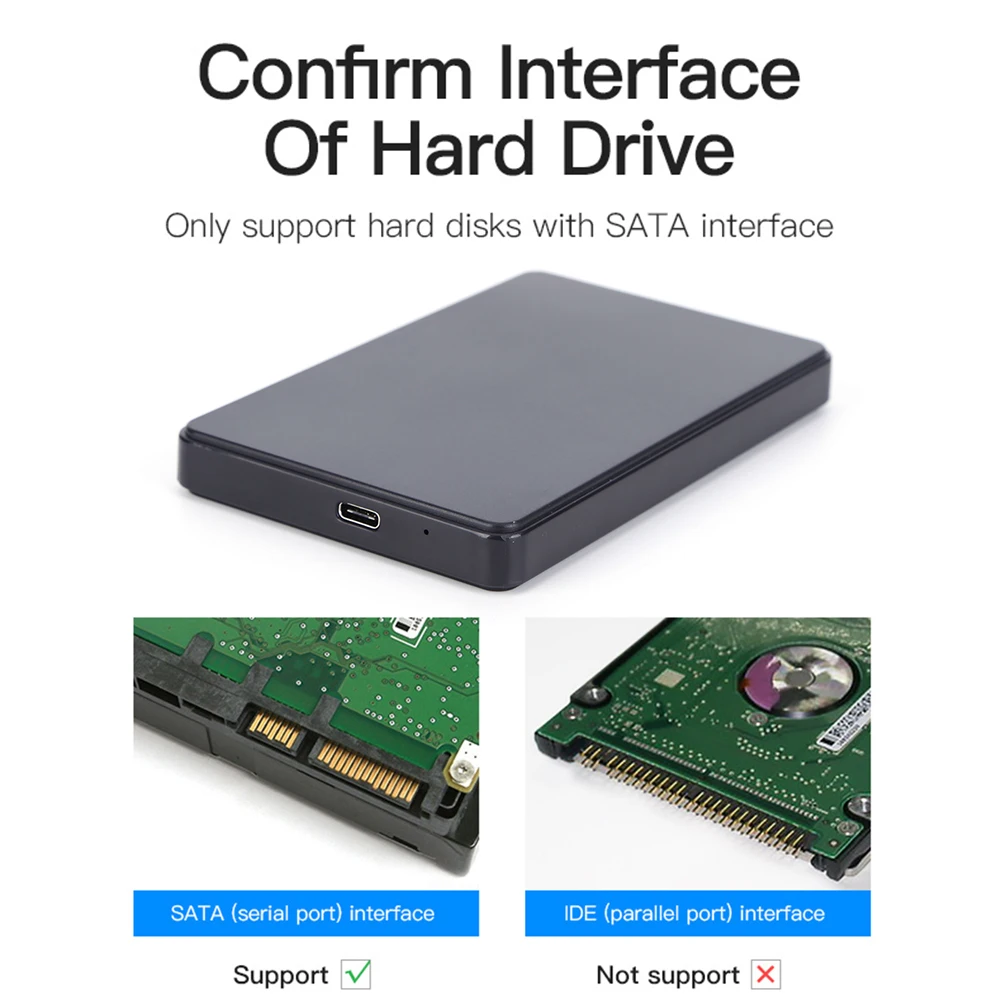 2.5 ġ HDD ̽ SATA USB3.1 ϵ ̺ Ŭ, 5Gbps 4TB SSD ڽ, USB3.0  C Ÿ  ϵ ũ ڽ, USB C ̺ 