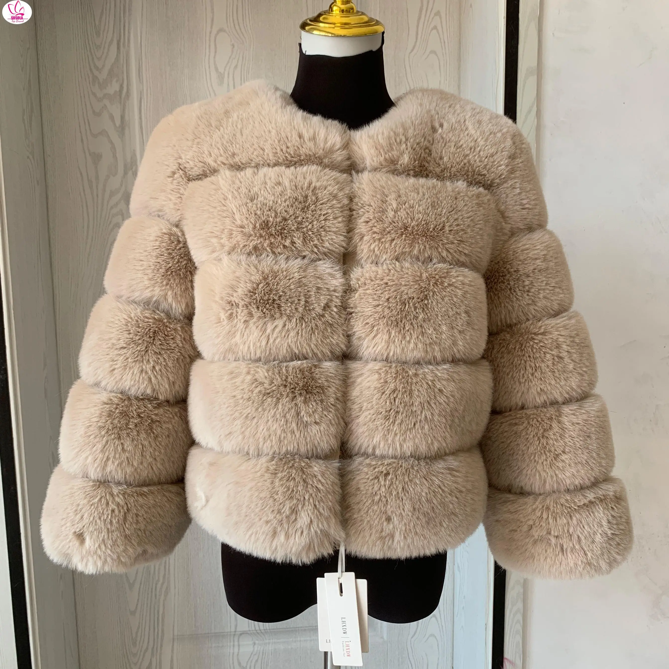 

Женское модное пальто SUSOLA из искусственного меха, женская короткая пушистая куртка из искусственного лисьего меха на осень и зиму, женские пушистые пальто высокого качества