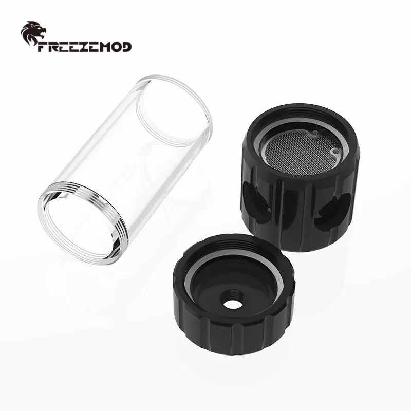 FREEZEMOD 투명 컴퓨터 원통형 수냉 저수조, 내장 여과 PC 쿨러 포함, OD50MM POM 물 탱크