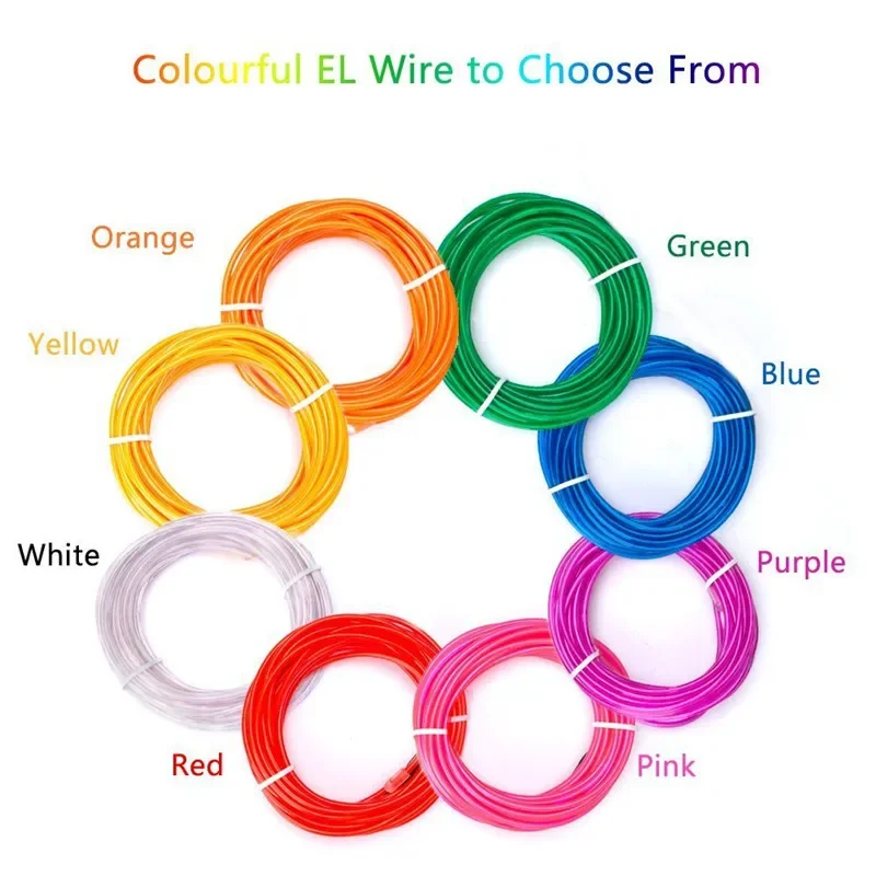 EL Wire 5 Colors 1M LED Prom Waterproof Night Light String with Neon Light 2AA Battery Controller Flexible Cold Light