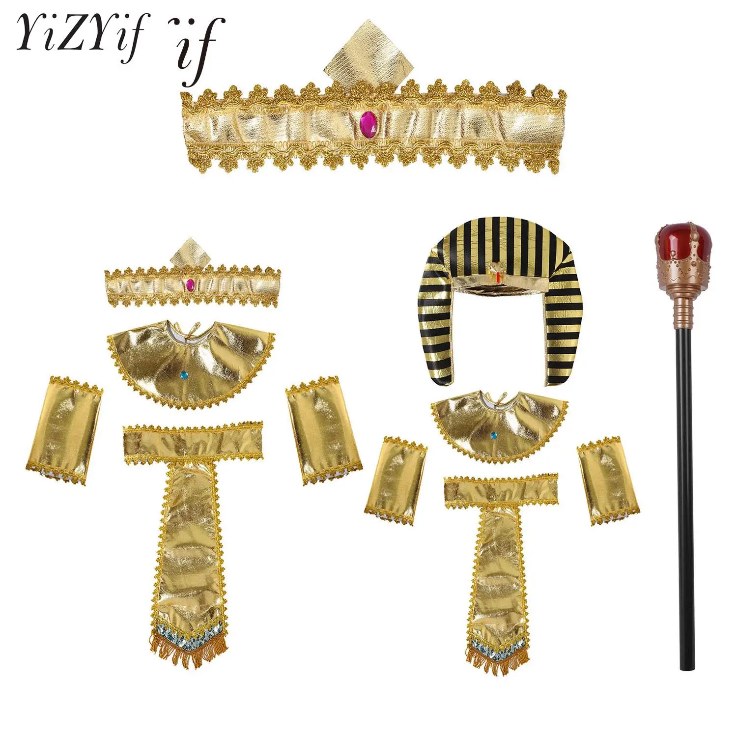 Men Wome Halloween Costumes Ancient Pharaoh Egypt King Egyptian Cleopatra Queen Costume Egypt Priest Cosplay Clothing Accessorie